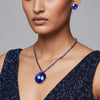 Gold Plated Blue Crystal Necklace & Earring Set